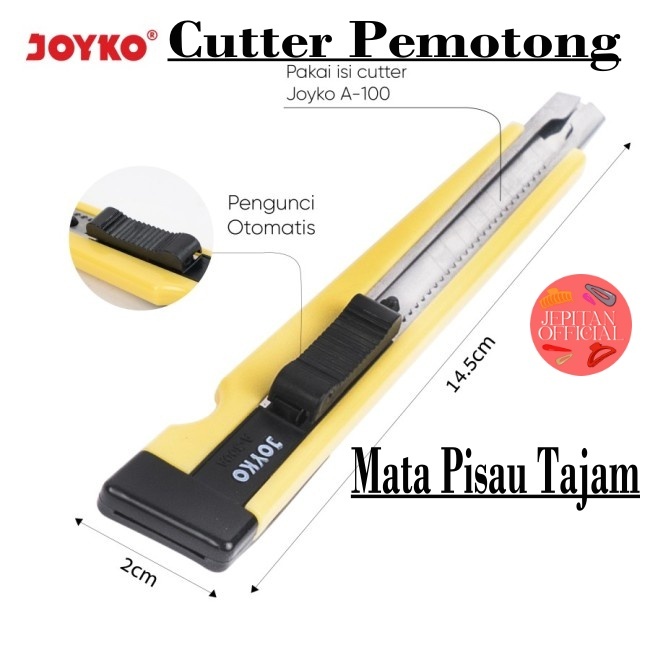 

Cutter Pemotong Joyko Pisau Cutter Tajam Stainless Serbaguna A-300A