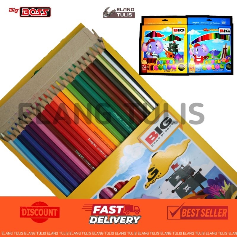

24 Warna BIG Pensil Warna | Pencil Colored Set Lengkap 24 Panjang CP-5004