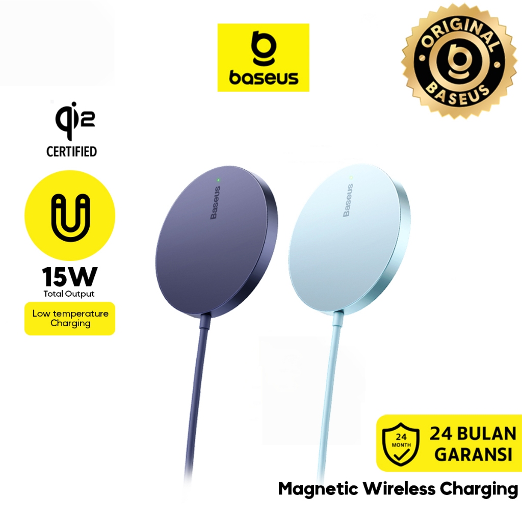 Baseus Simple Mini 3 Magnetic Wireless Charger 15W Fast Charging untuk Iphone & Samsung