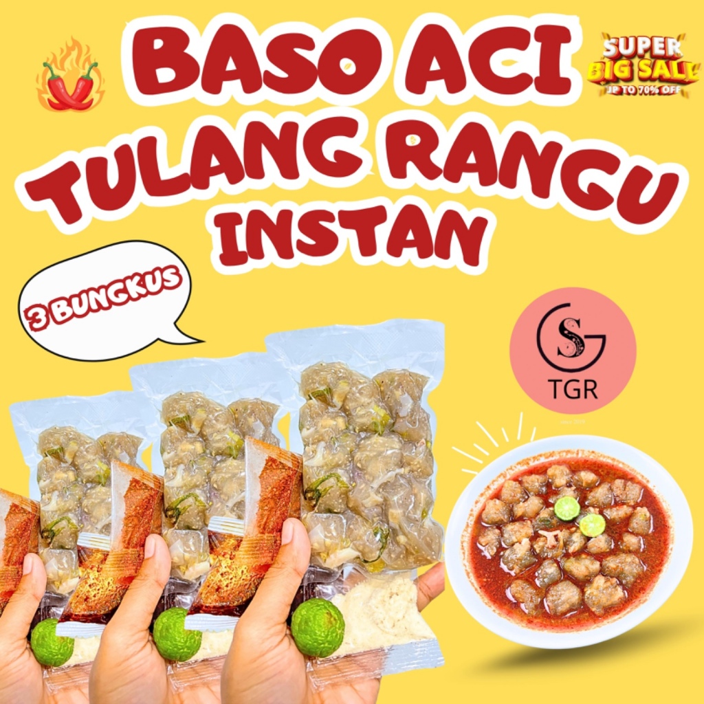 

Hemat 2 Bungkus Baso Aci Tulang Rangu Instan Isi [15 butir] Kuah Chilli Oil Dengan Bumbu Lengkap