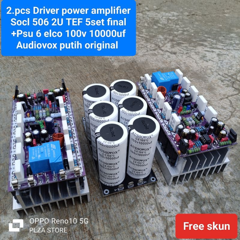 2.Pcs Driver power socl 506 TEF 2U 5set final lengkap PSU 6 elco 100v 10000uF Audiovox putih origina