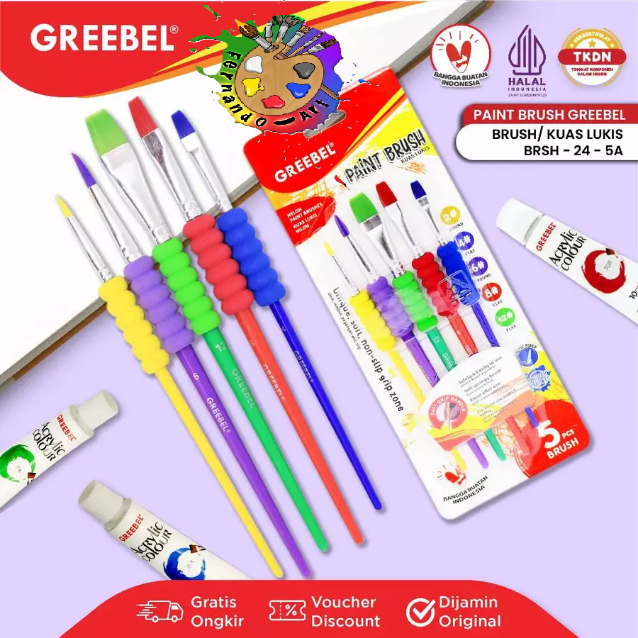 

GREEBEL Kuas Lukis Brush Paint Set / Kuas Melukis BRSH-24-5A