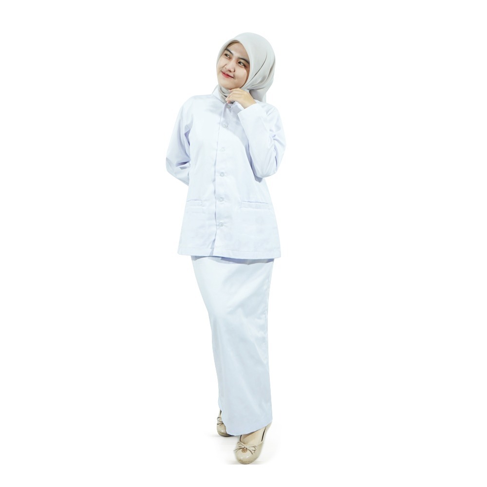 Lincurt - Baju Perawat Putih Set Rok Klinik Rumah Sakit Wanita Lengan Panjang Tbk