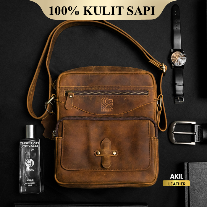 Tas Selempang Pria Kulit Sapi Asli Pria Original 100% Premium Leather Bag - Slingbag RVR