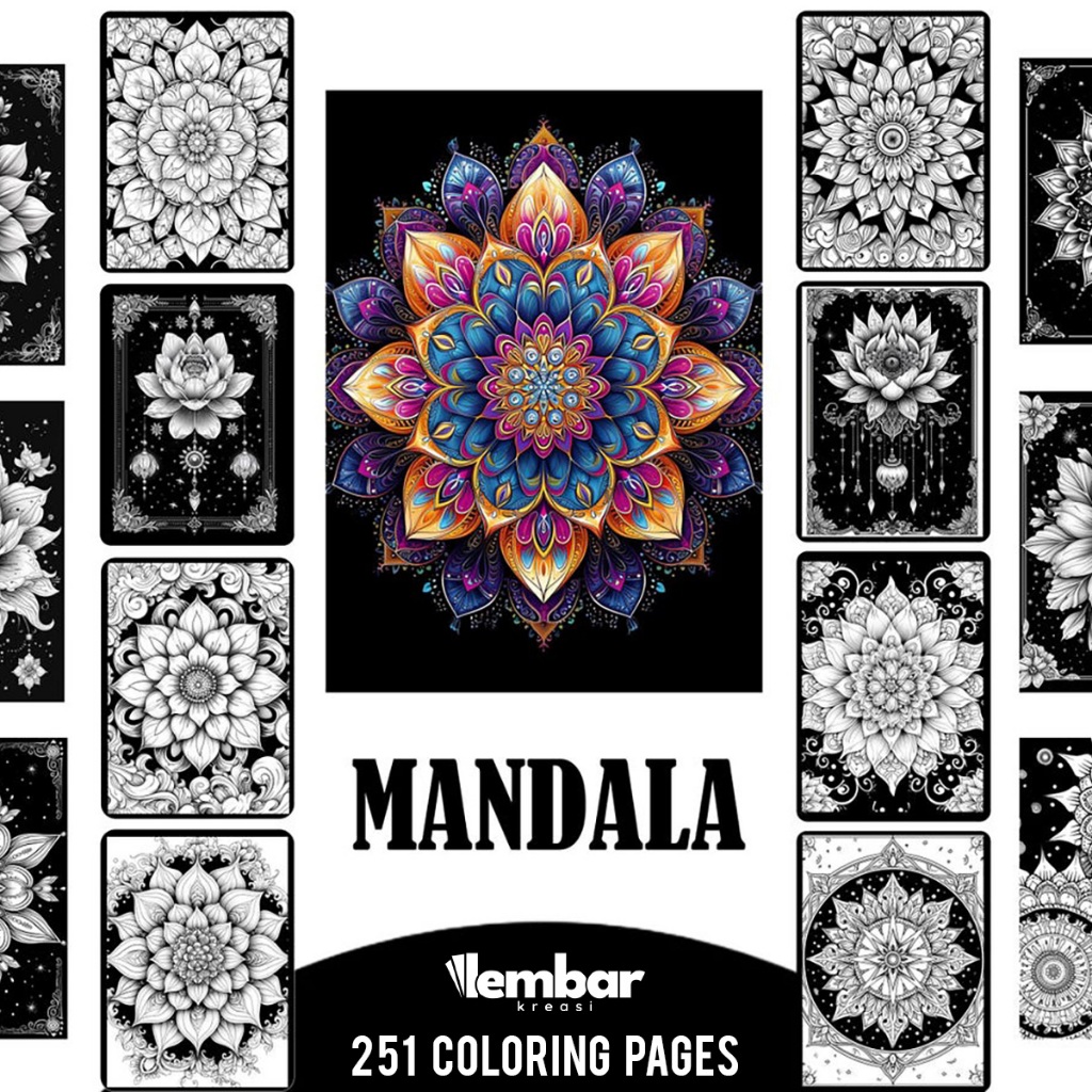 

251 Pages Buku Mewarnai Dewasa - Printable Adult Coloring Book - Digital Download - Premium Mandala