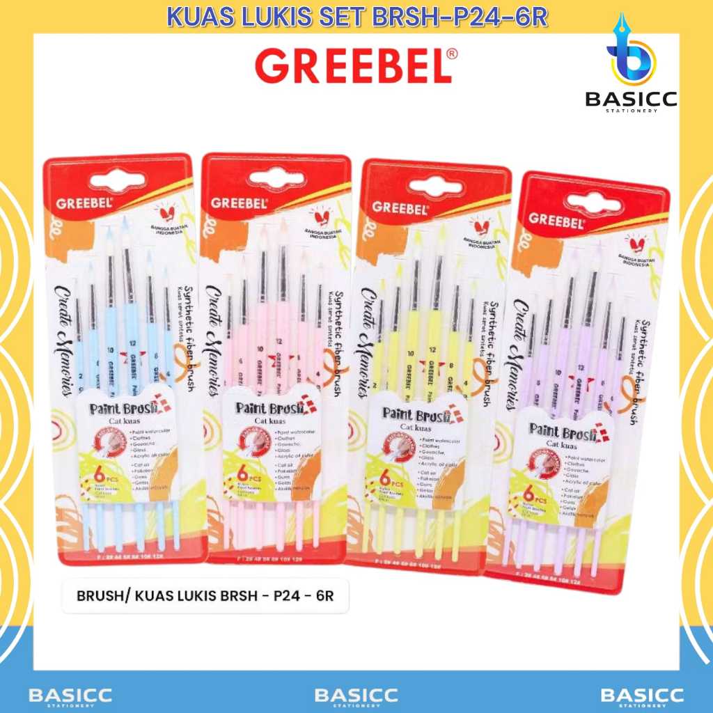 

Greebel Kuas Lukis Brush Paint Set BRSH-P24-6R | @1 Set