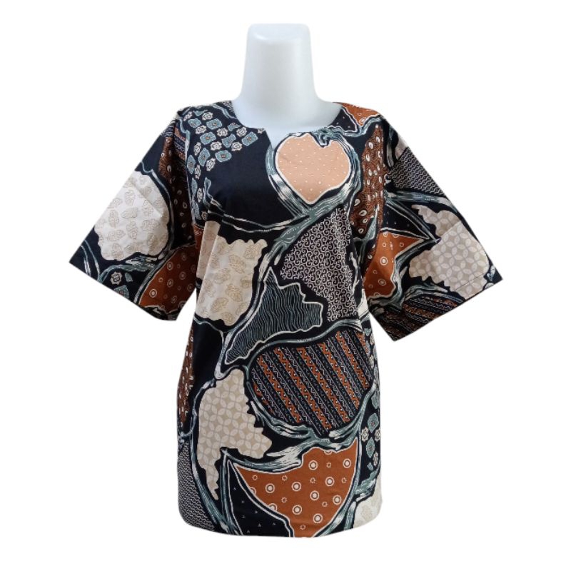 ATASAN BATIK-BAJU BATIK WANITA-BAJU WANITA LENGAN PENDEK-UKURAN JUMBO 5L-TERBARU  kode:696 6263