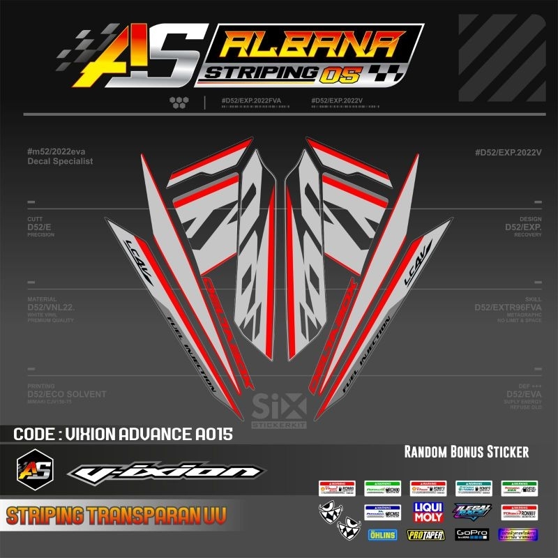 STICKER STRIPING YAMAHA VIXION ADVANCE TRANSPARAN/STRIPING UV VIXION ADVANCE