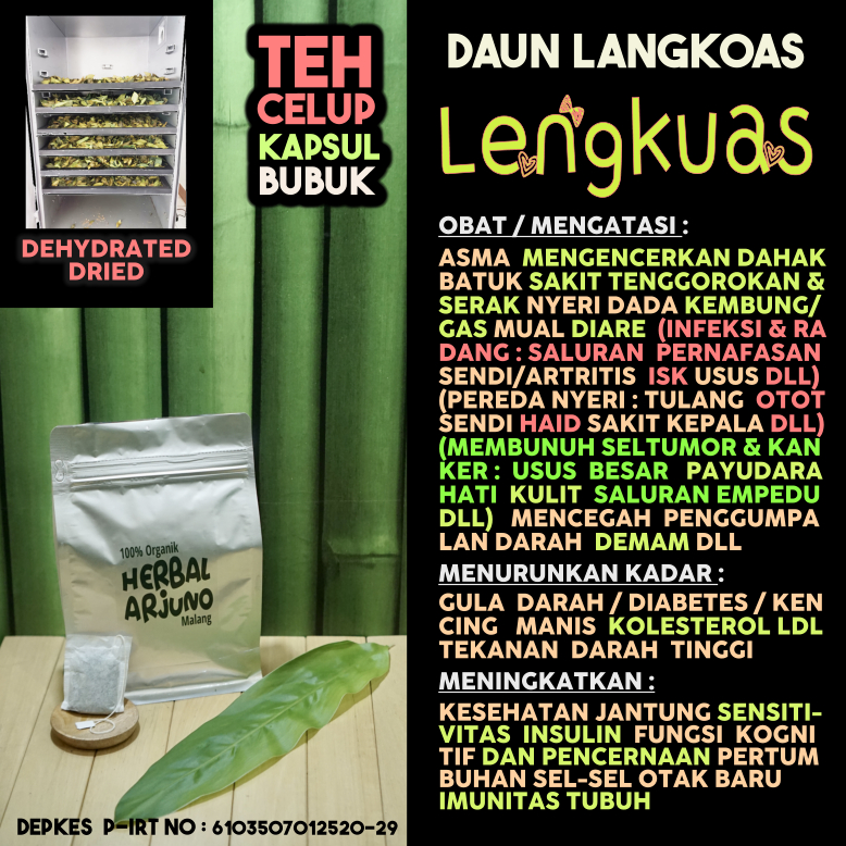 

Dehydrated Dried Teh Celup Kapsul Bubuk Daun Lengkuas Langkuas Laos Obat Asma Pengencer Dahak Radang Nyeri Sendi Otot Tulamg Dada Haid Pernapasan Diabetes Kolesterol Darah Tinggi Hipertensi Kognitif Saraf Otak Kembung Infeksi Kanker Tumor Herbal Alami