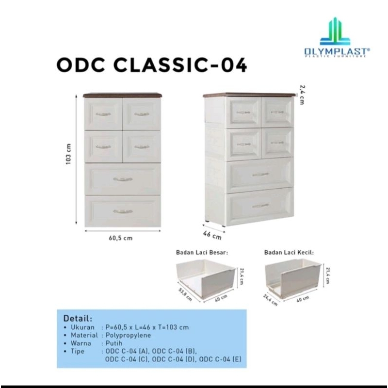 Laci Plastik Susun 5 Putih Olymplast Drawer Cabinet
ODC Classic