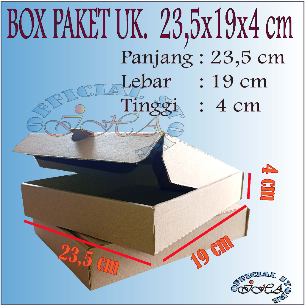

Kardus packing ukuran 23,5x19x4 cm box packing diecut tanpa lem dus paket online murah