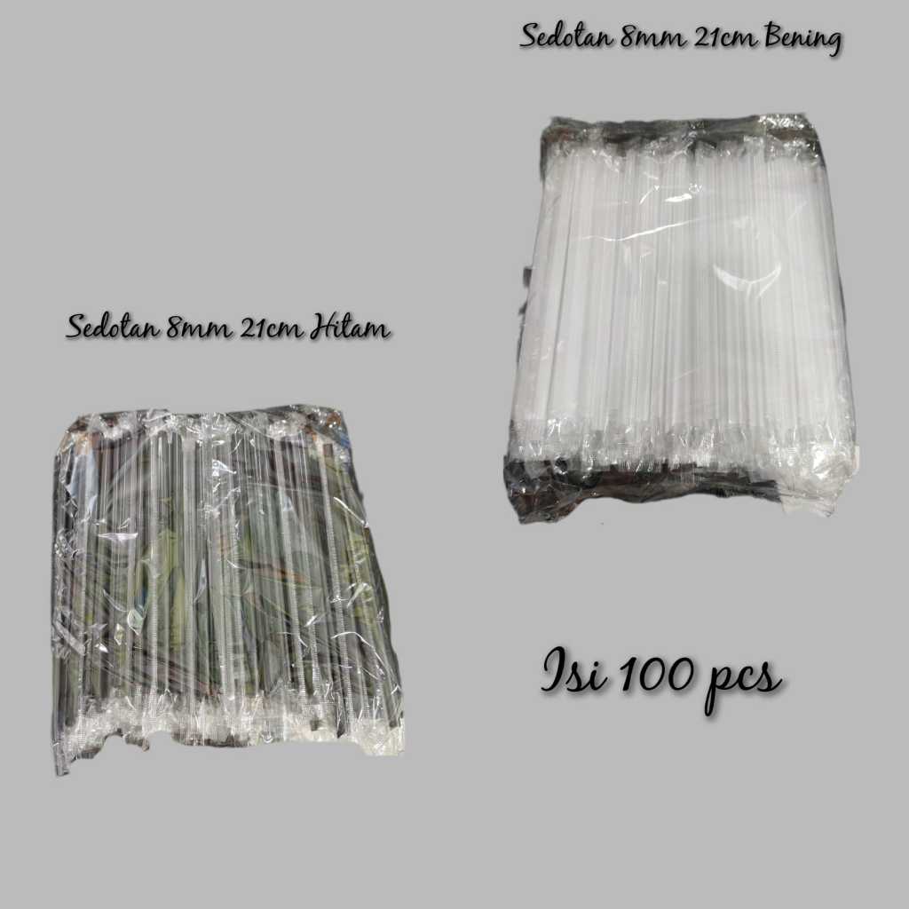 SEDOTAN PLASTIK 8MM 21CM Bubble Boba Cochoc Steril Bungkus Plastik Hitam 8 mm 21 cm BENING isi 100