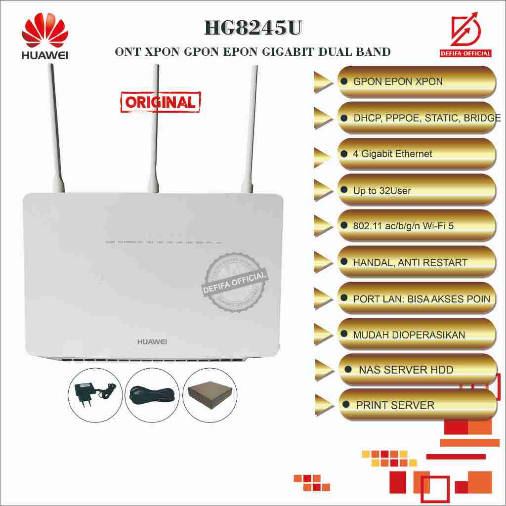 Modem Fiber Optik ONT Huawei HG8245U Wifi-5 Wireless Router XPON EPON GPON DUAL BAND Gigabit
