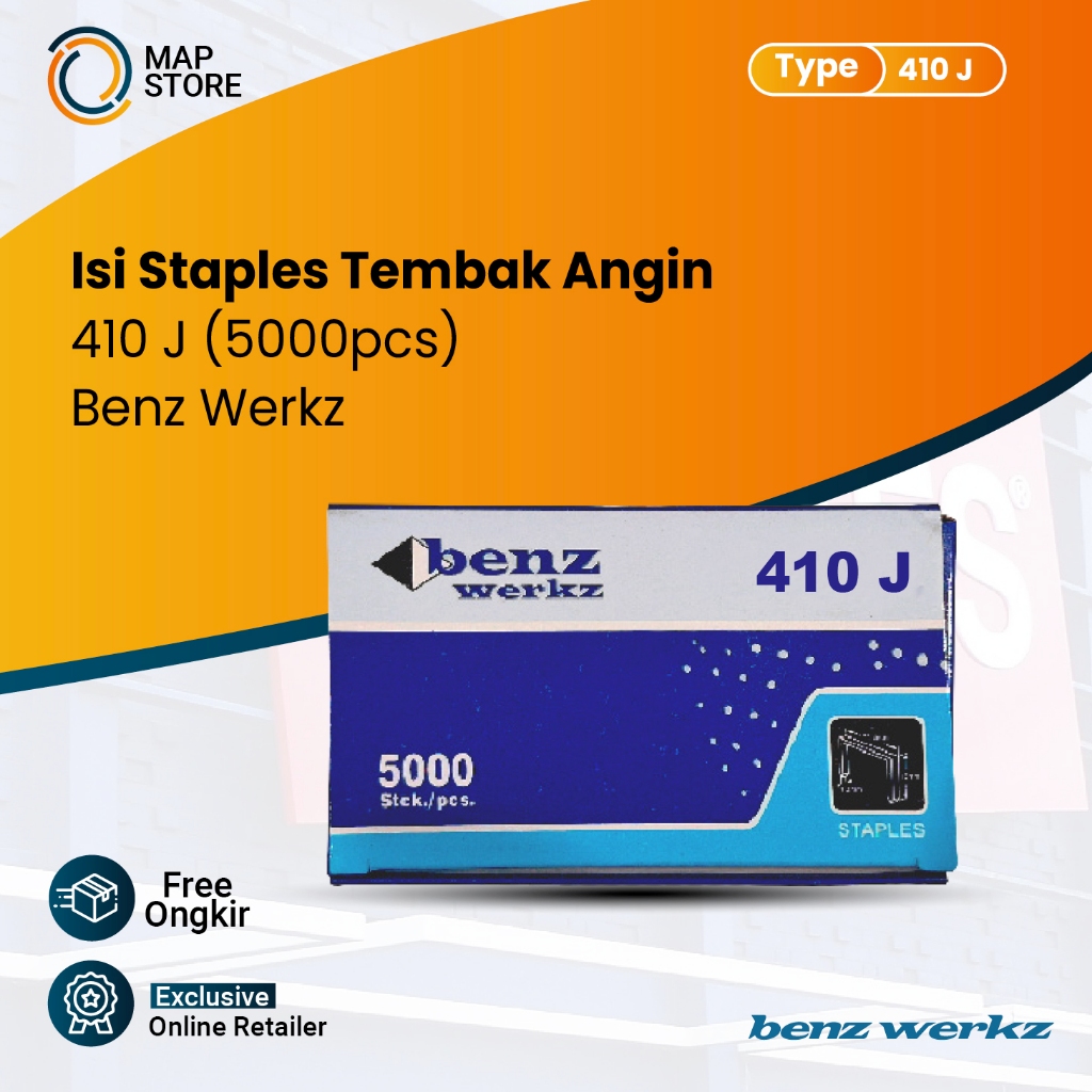 

Zx- Isi Stapler 410J Rotan Staples Tembak Angin 5000 Pcs Benz Werkz