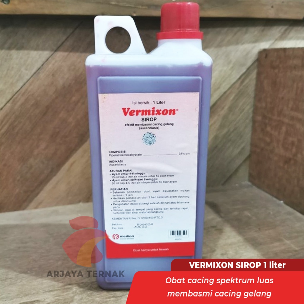 Vermixon Sirop 1 Liter Obat cacing gelang untuk ternak unggas