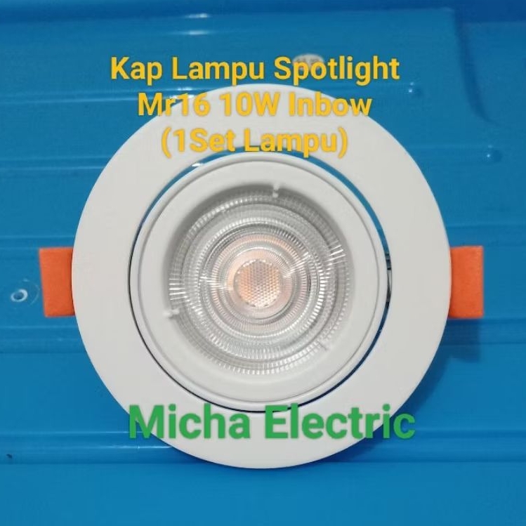 Kap Lampu Spotlight Halogen Mr16 10W Inbow/ Lampu Downlight Spot Mr16 10W Inbow (1 Set Lampu)