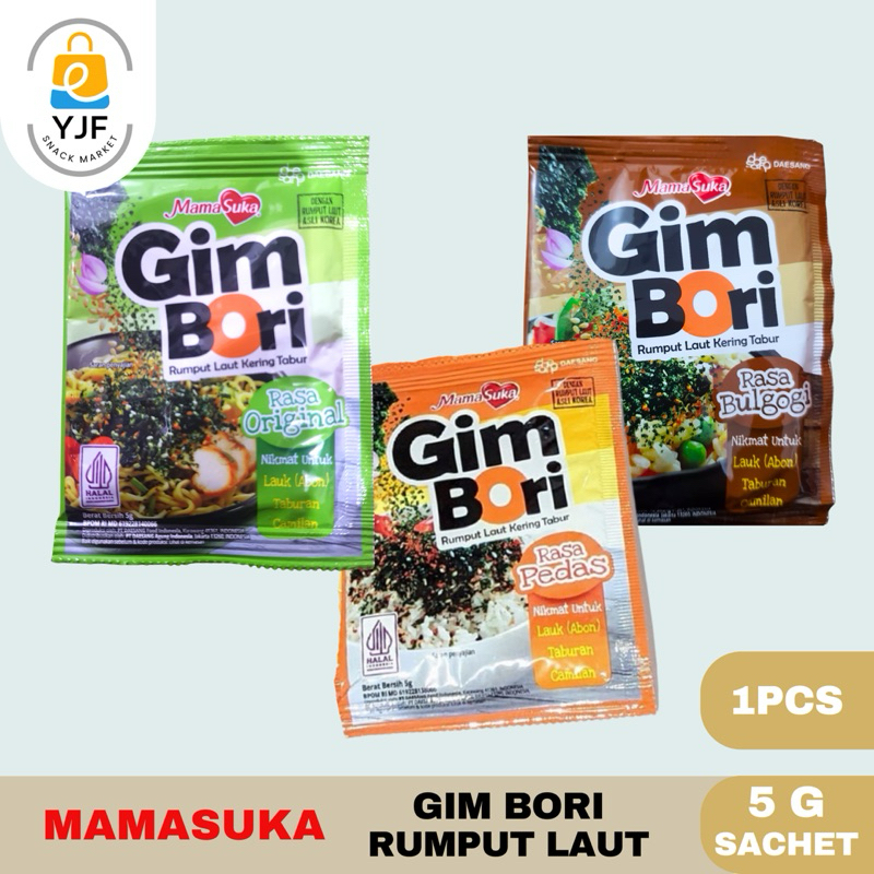 

Mamasuk Gim Bori Nori Tabur / Bon Nori Tabur Pedas / Rumput Laut Tabur SACHET - 1PCS 5g