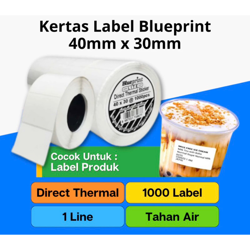 

Blueprint Barcode Direct Thermal 40x30 1000 PCS Kertas Label Stiker