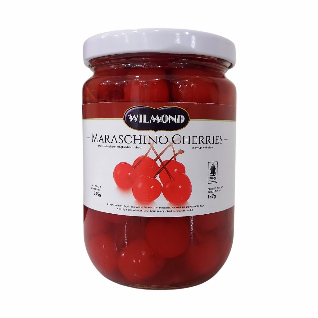 

Wilmond Cherry Merah Tangkai – Red Maraschino Cherries 375gr Toples Kaca