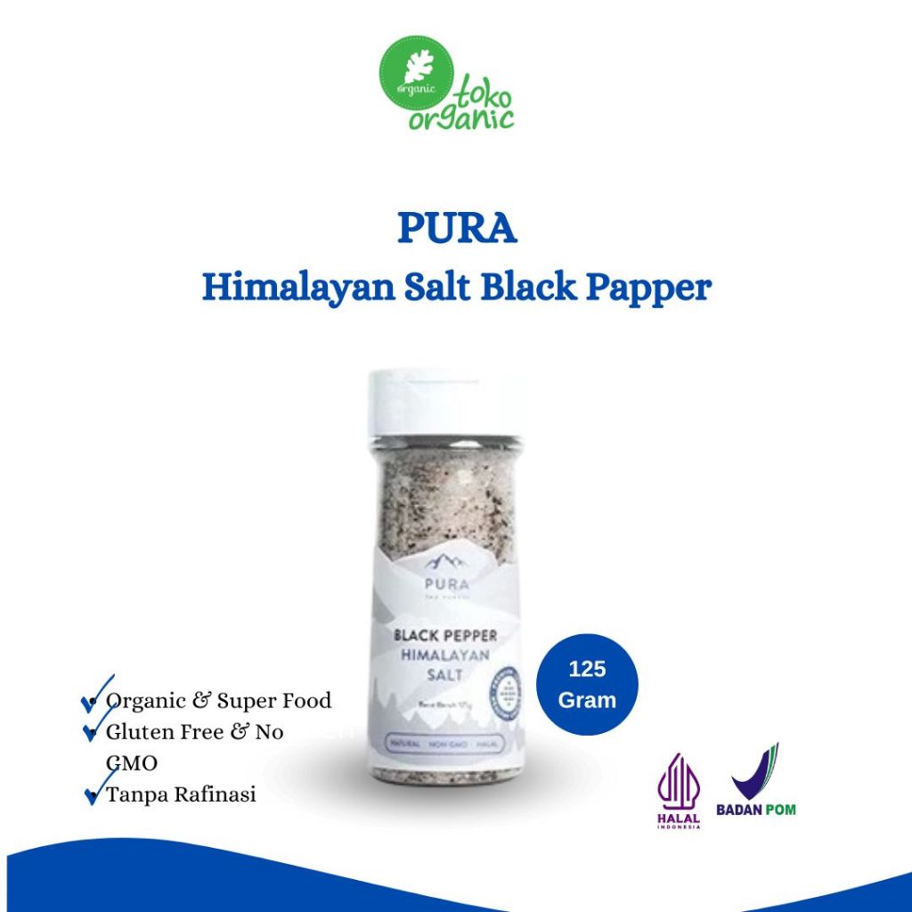 

PURA Black Pepper Himalayan Salt (125gr) Garam HImalayan , Garam Tanpa Rafinasi, Garam Pink Himalayan, Garam Organic, Garam Sehat 100% Natural