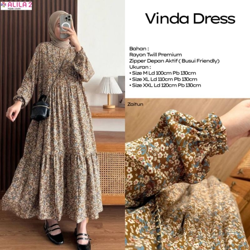 DRESS BUNGA CANTIK Vinda dress rayon twill premium