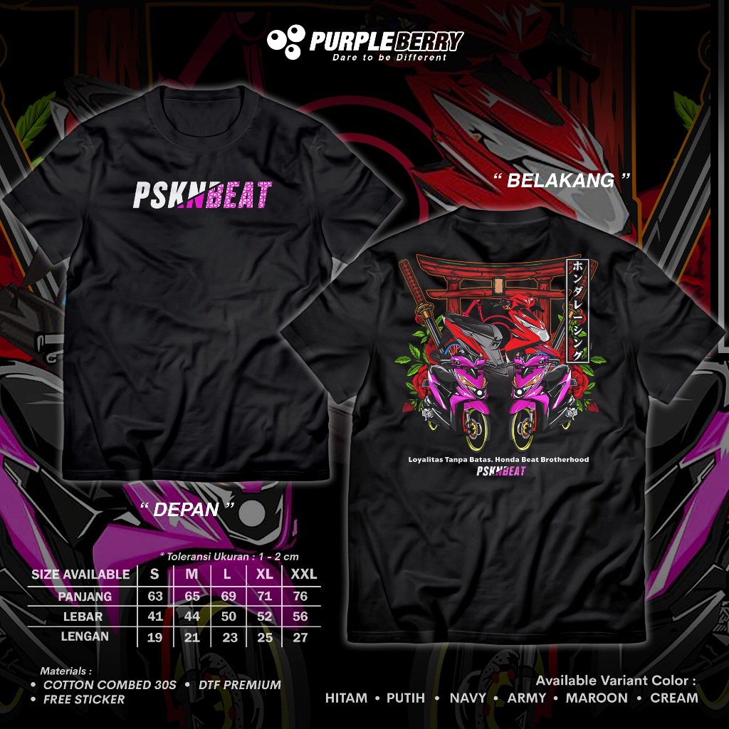 Kaos Racing PASUKAN BEAT Honda Riders - Baju Distro Otomotif Motor Honda Gank Herex Sunmori Prostree