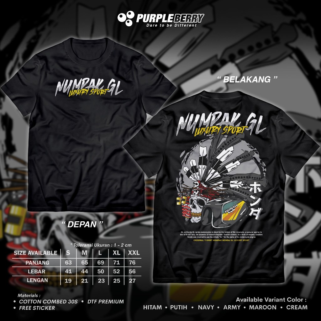 Kaos Honda GL Luxury Sport Numpak GL - Baju Distro Racing Motor Herex Honda Gank | A1446
