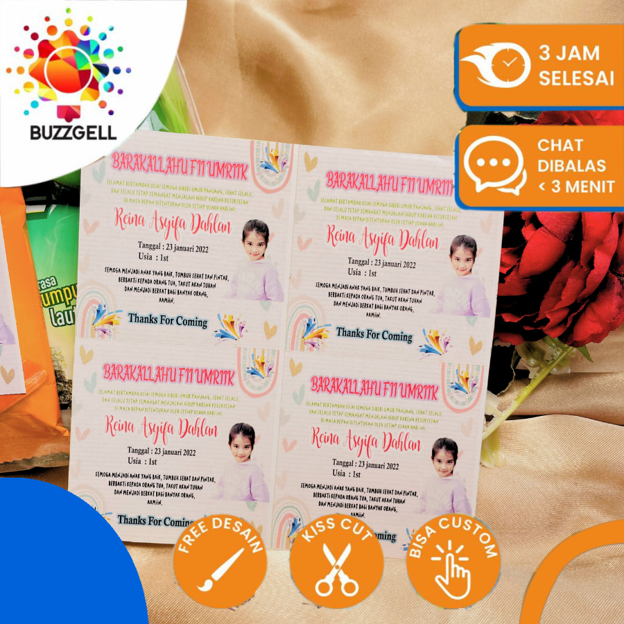 

2-4 Sticker Undangan Ulang Tahun Stiker Label Ultah Anak Bentuk Kotak Stiker Ulang Taun Buzzgell