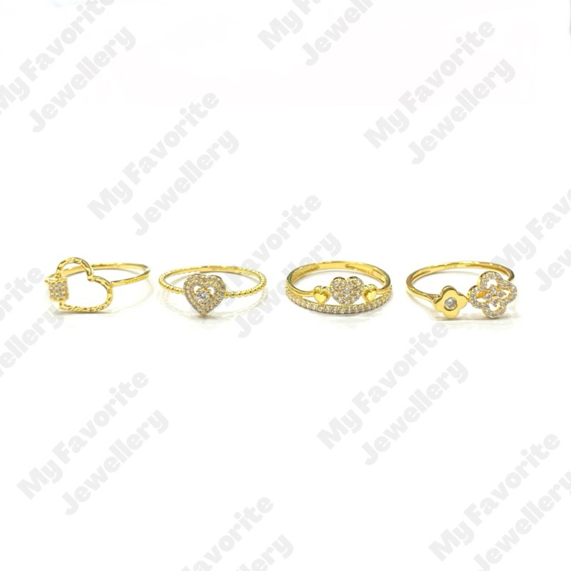 Cincin AD Permata Banyak Model Love Clover Ringan Uk13 Uk13.5 Emas Asli Kadar 875 20K Hadiah
