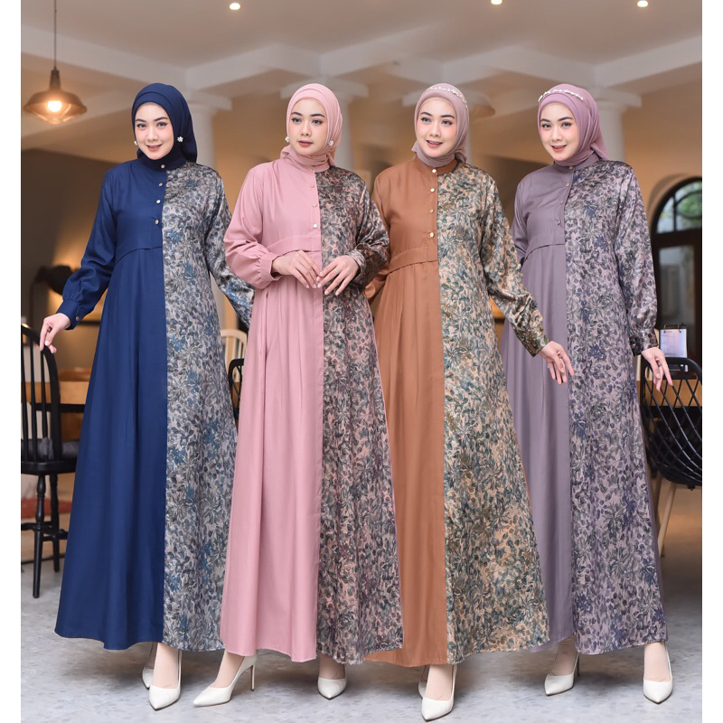 gamis kinara dres premium bordir  daleman furing khusus putih mix payett katun bordir bunga mewah ,g