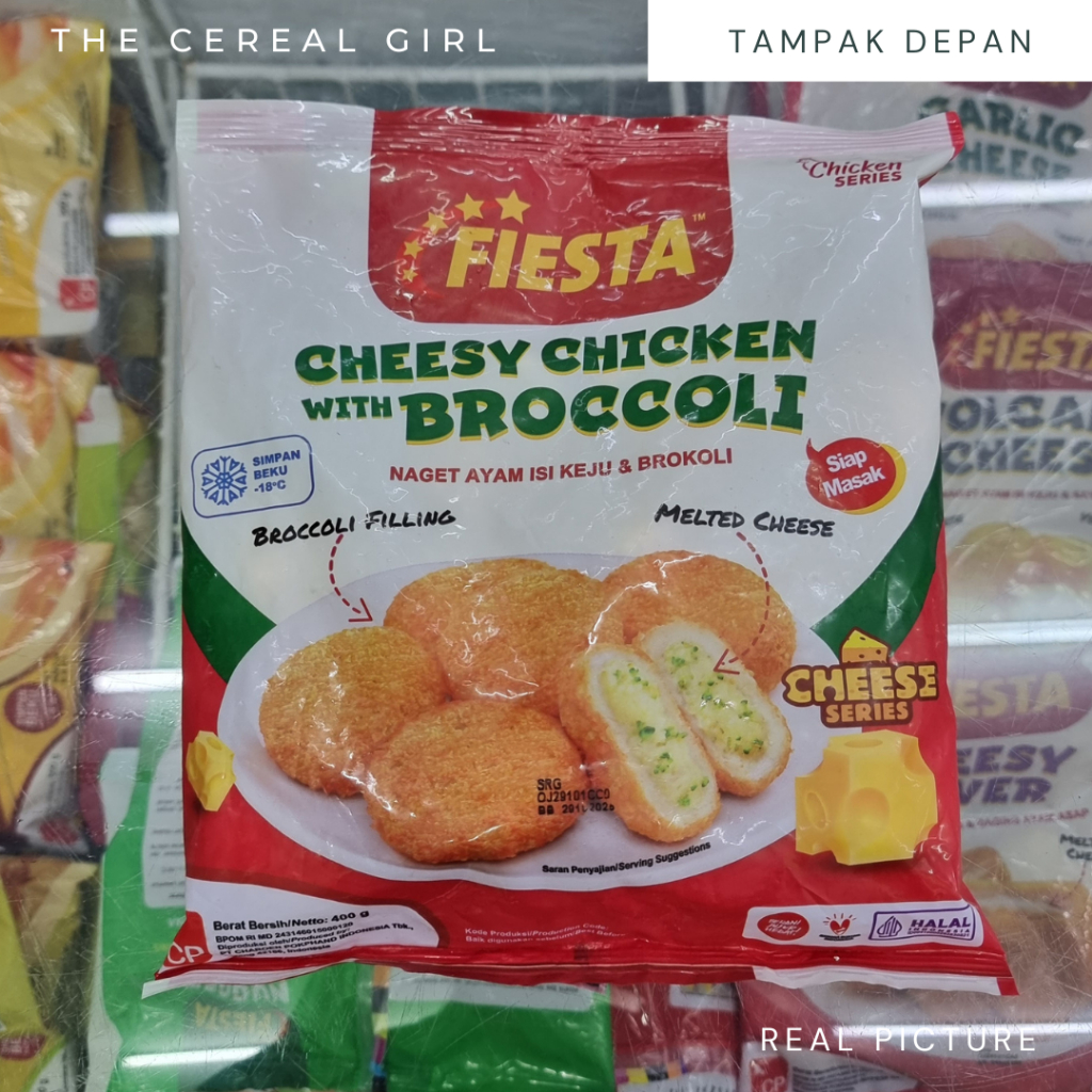 

[KONDISI BARU - 100% ORIGINAL] FIESTA Cheesy Chicken with Broccoli 500gr - Naget Ayam Isi Keju dan Brokoli 400gr