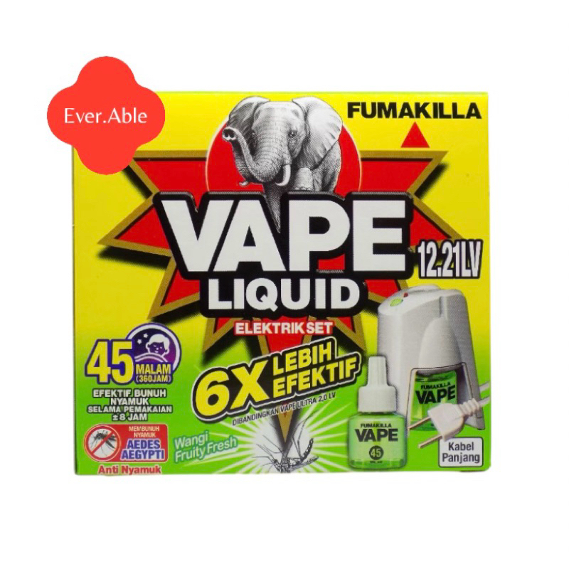 FUMAKILLA VAPE ANTI NYAMUK LIQUID ELEKTRIK 6X LEBIH EFEKTIF  SET ALAT + REFILL