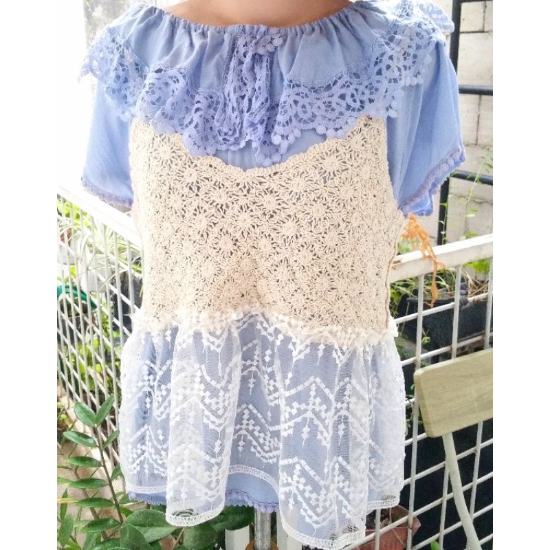 vest rajut renda coquette crop outer