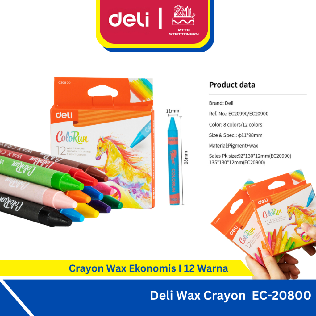 

Deli Krayon Lilin 12 Warna Kecil Crayon Wax Labih Murah - EC20800