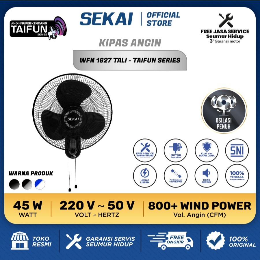 Sekai Wall Fan WFN 1627 TAIFUN Kipas Angin Dinding 40cm (16")