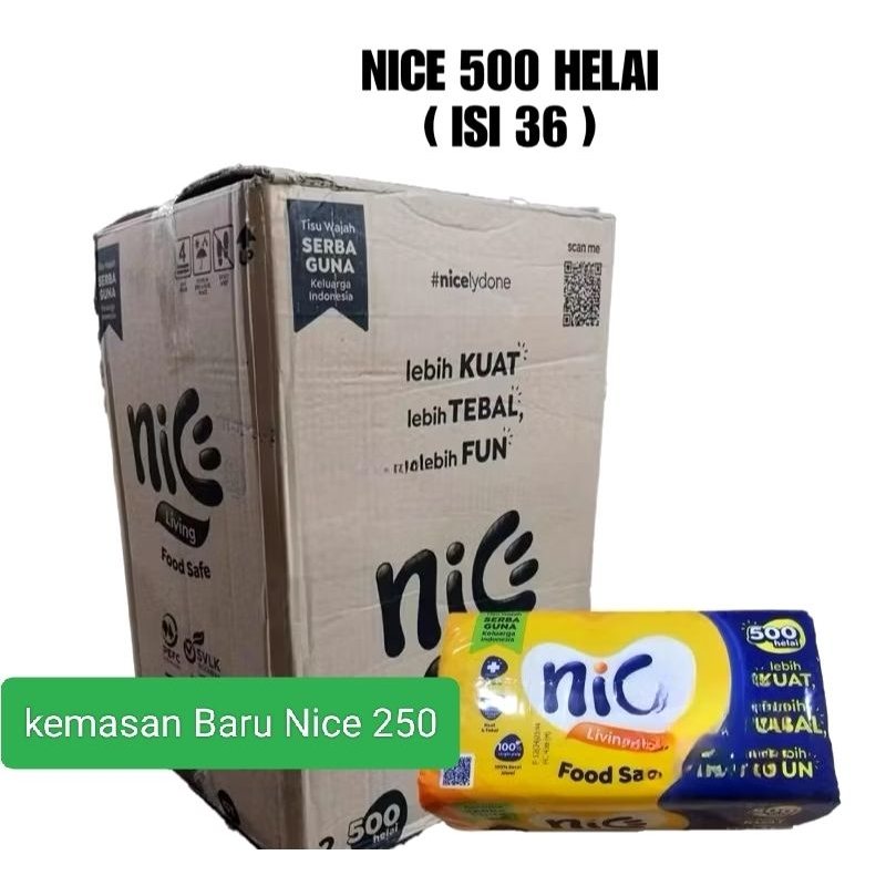 (1Dus) Tisu Nice 500s / Tisu Nice500 Sheet 1 kotak /TISU NICE500 SHEETS 2Ply PERKOTAK ISI 36PCS