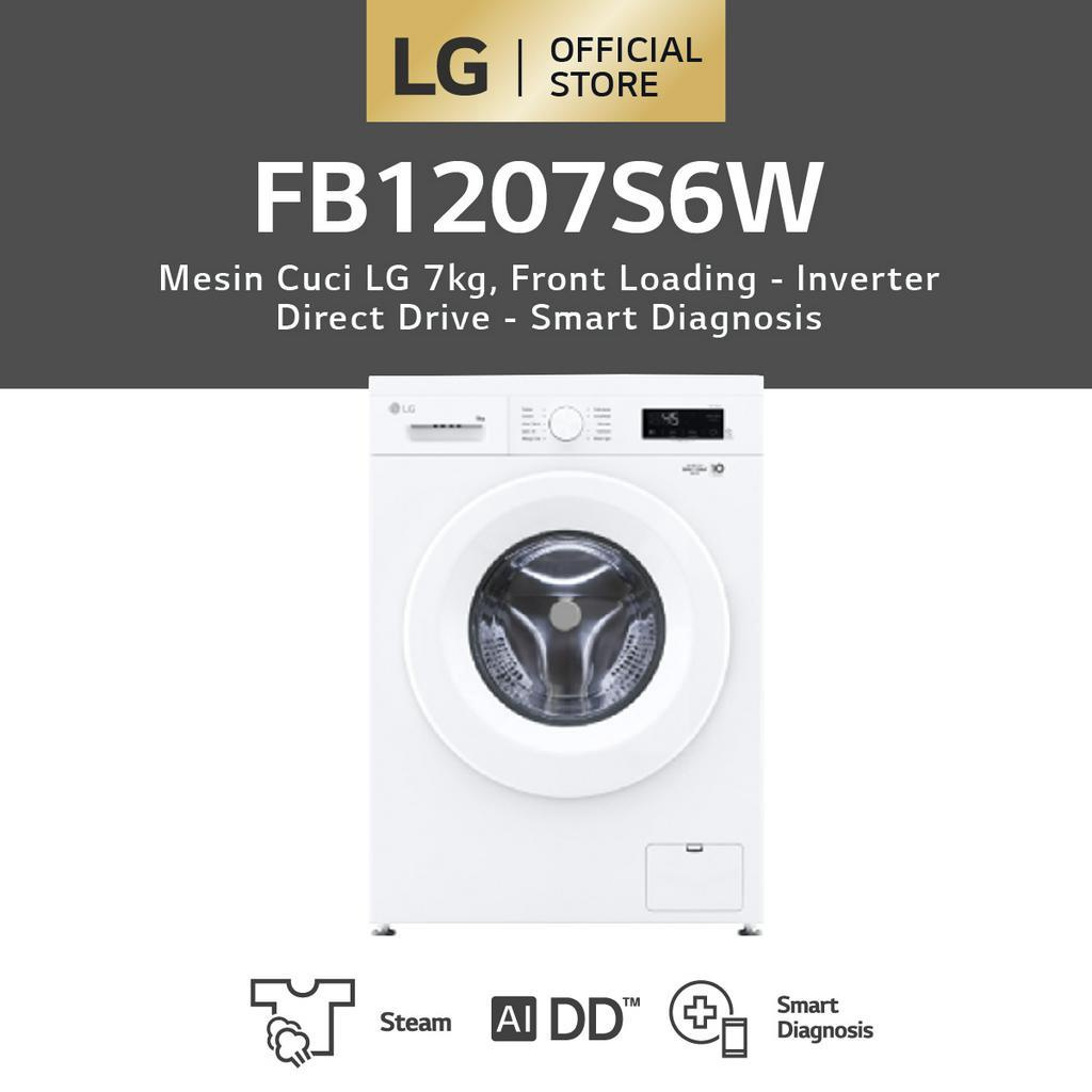 LG FB1207S6W Mesin Cuci 7 kg Front Loading 6 Motion Inverter Direct Drive dengan Smart Diagnosis