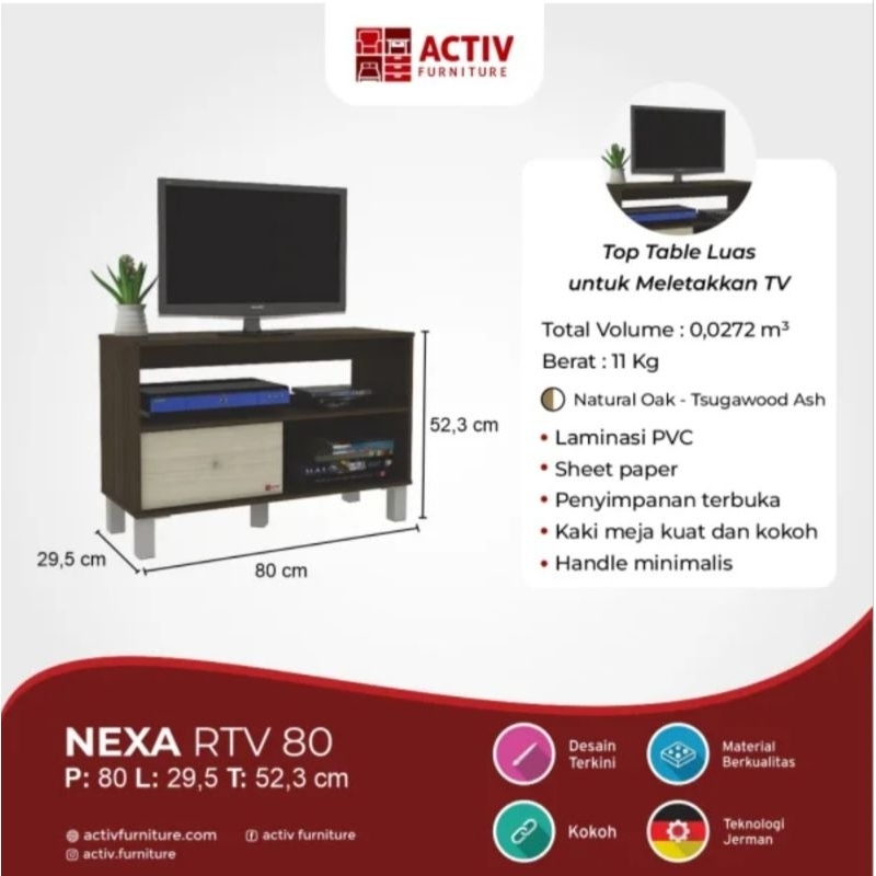 Meja TV kecil / rak TV kecil NEXA RTV 80
