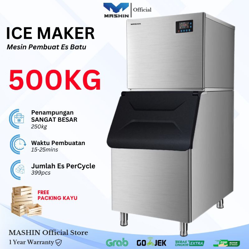 Mashin - Mesin Es Batu Kristal 500Kg/Day Ice Maker Machine AP-1000P Komersial