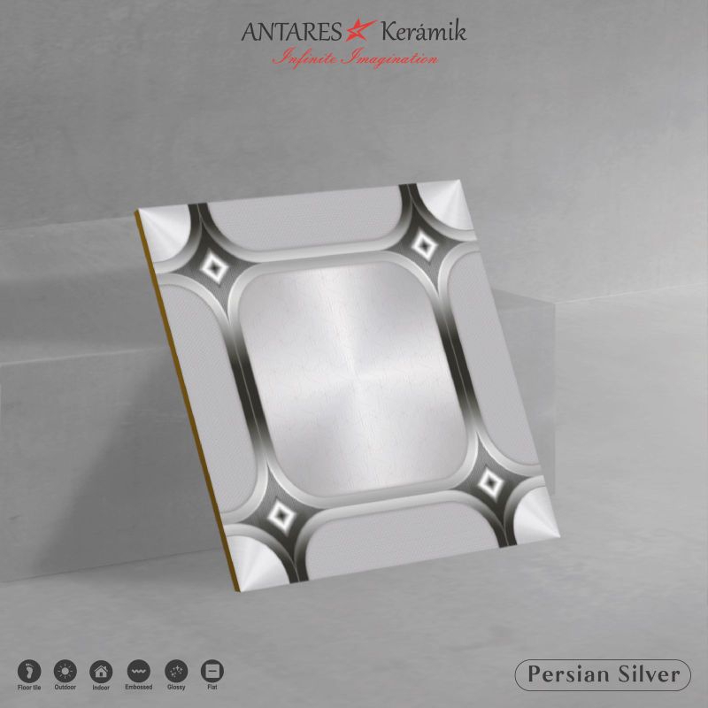 KERAMIK LANTAI  ANTARES 50X50 (PERSIAN SILVER) FULL SINKING GLOSSY KW 1