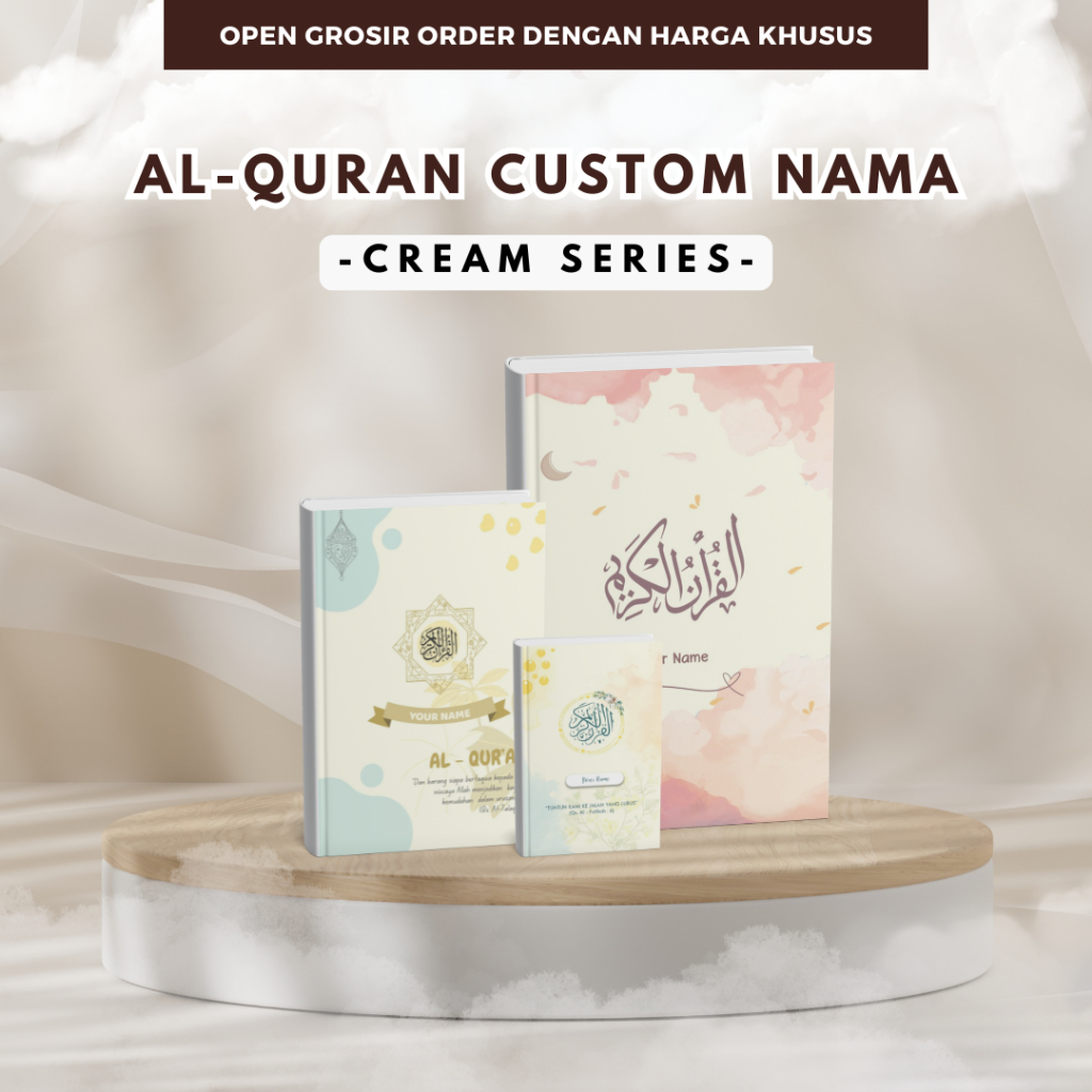Al-Quran Cream Series Custom Nama Terjemah Perkata Latin / Al-Quran Terjemah Tajwid Warna / Ukuran A