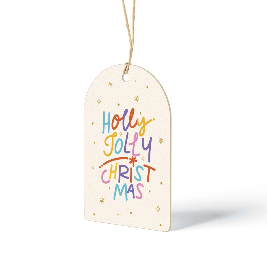 

10 Pcs Hang Tag Design Gift Tag Holly Joly Christmas Ukuran 6 x 10 cm