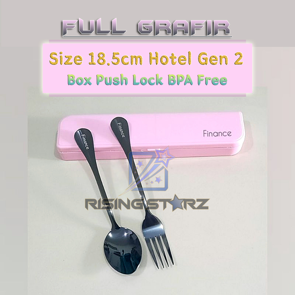custom grafir peralatan makan hotel besar sendok garpu box push lock