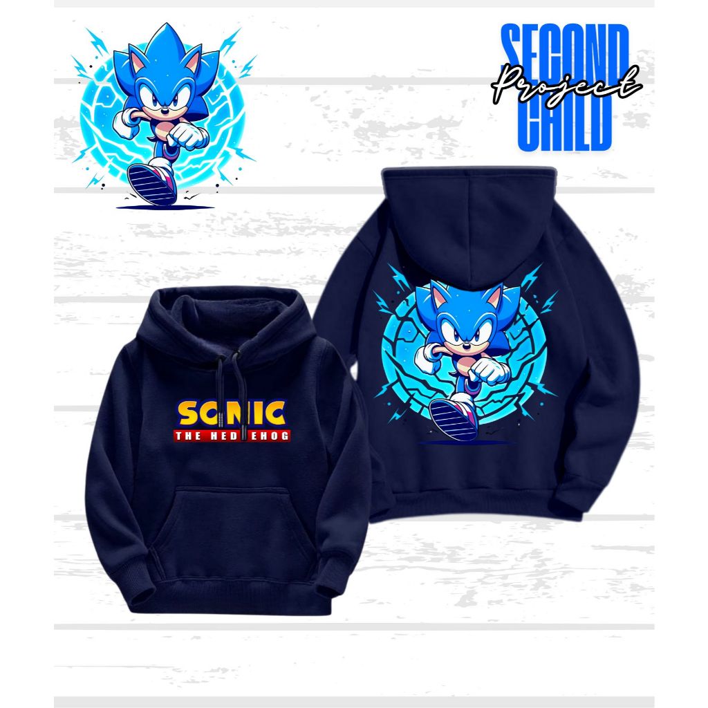 Hoodie Anak Laki Laki SONIC BIRU Terbaru/Switer Anak Laki Laki Perempuan Umur 2 3 4 5 6 7 8 9 10 11 