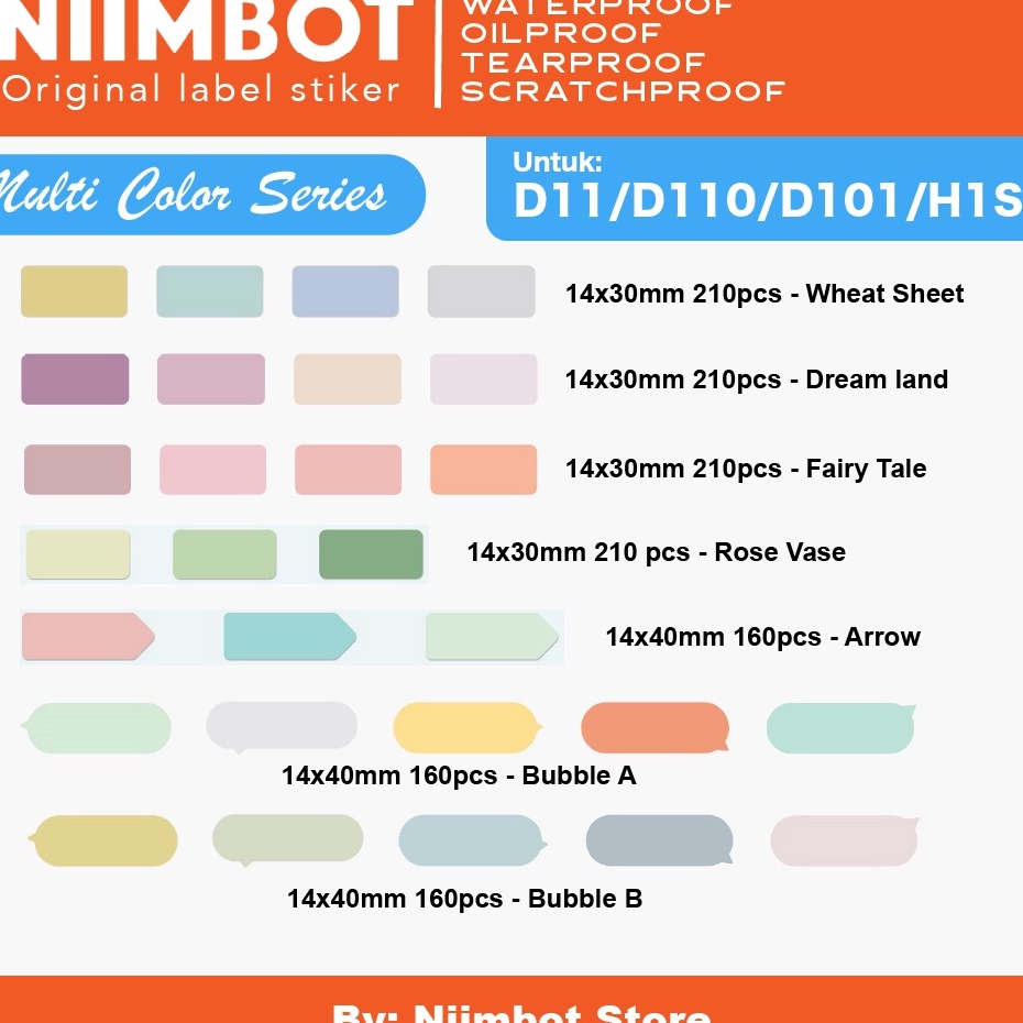 

Terlaris Colored Thermal Label Printer Sticker Niimbot D11 D11 D11 H1S Refill Label Niimbot N75