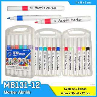 

1 Set 12 Pcs Spidol Kuas Acrylix Akrilik Akrilix Brush Pen Marker 12 Warna Permanen