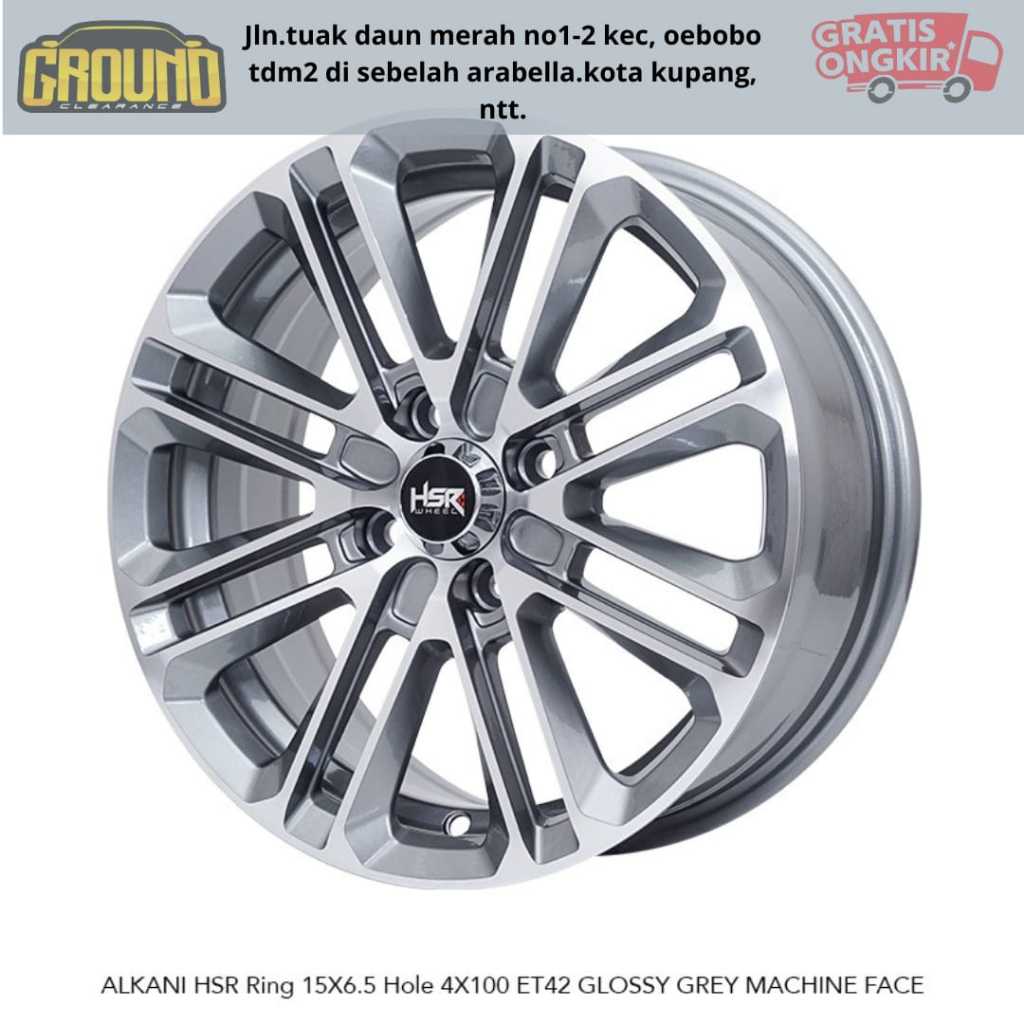 VELG MOBIL R15 HSR ALKANI LEBAR 6,5 INCI BUAT AGYA, CALYA, BRIO, KARIMUN, R15 TOKO VELG HSR KUPANG