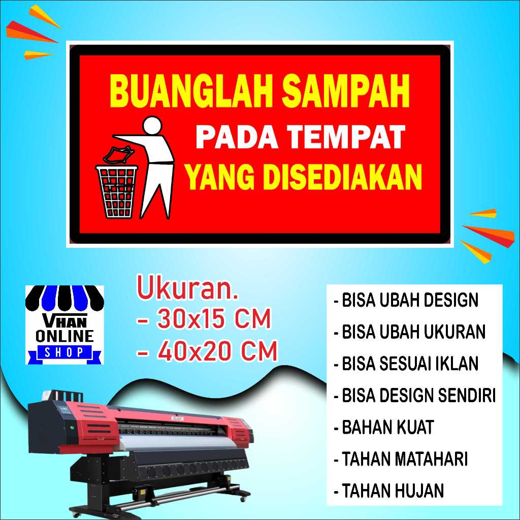 

Cetak Sticker Tempelan Buang Sampah Bahan Cerah Merah