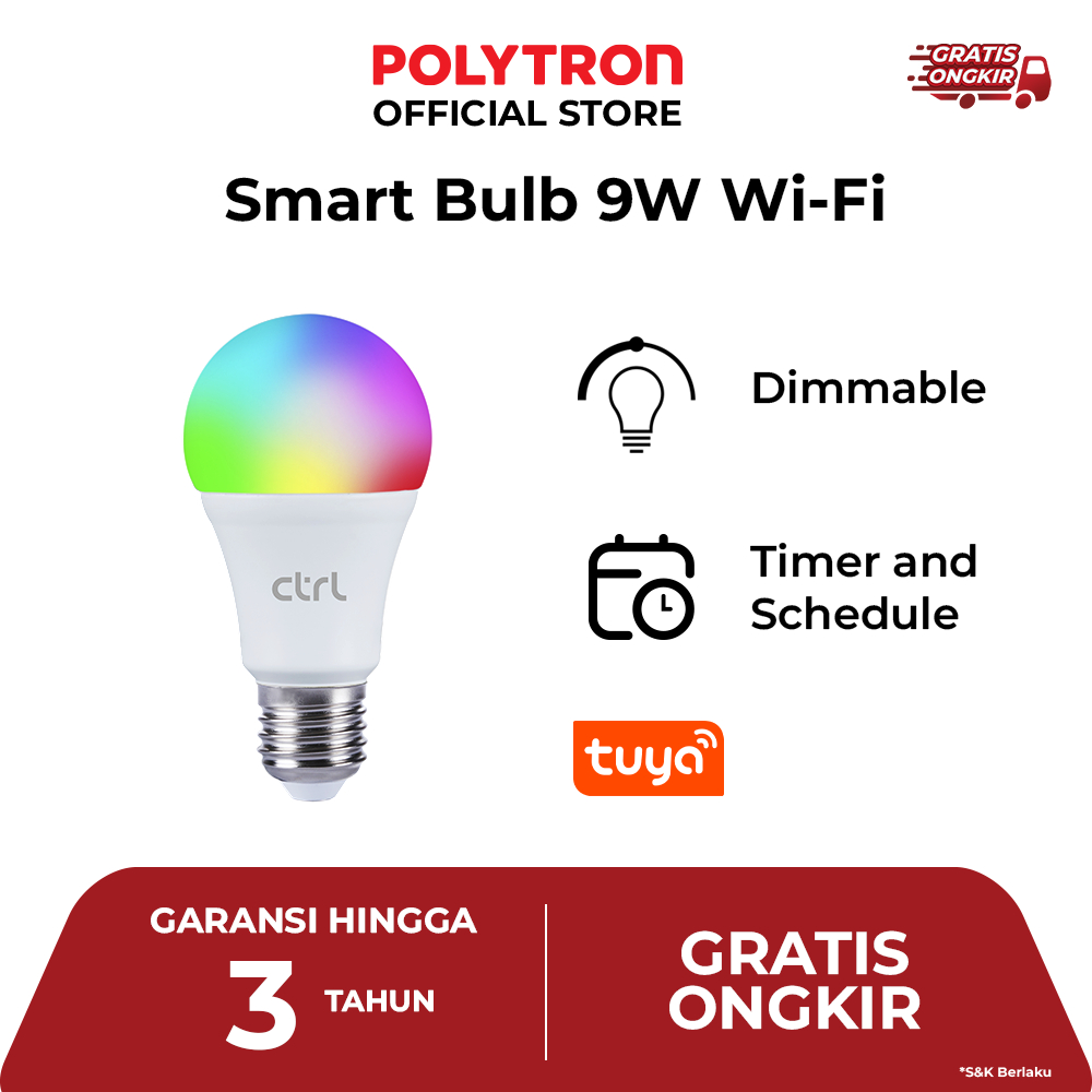 CTRL Smart LED Bulb 9W WiFi RGBWW Smart Home IoT Lampu Garansi 3 tahun SL B9WB
