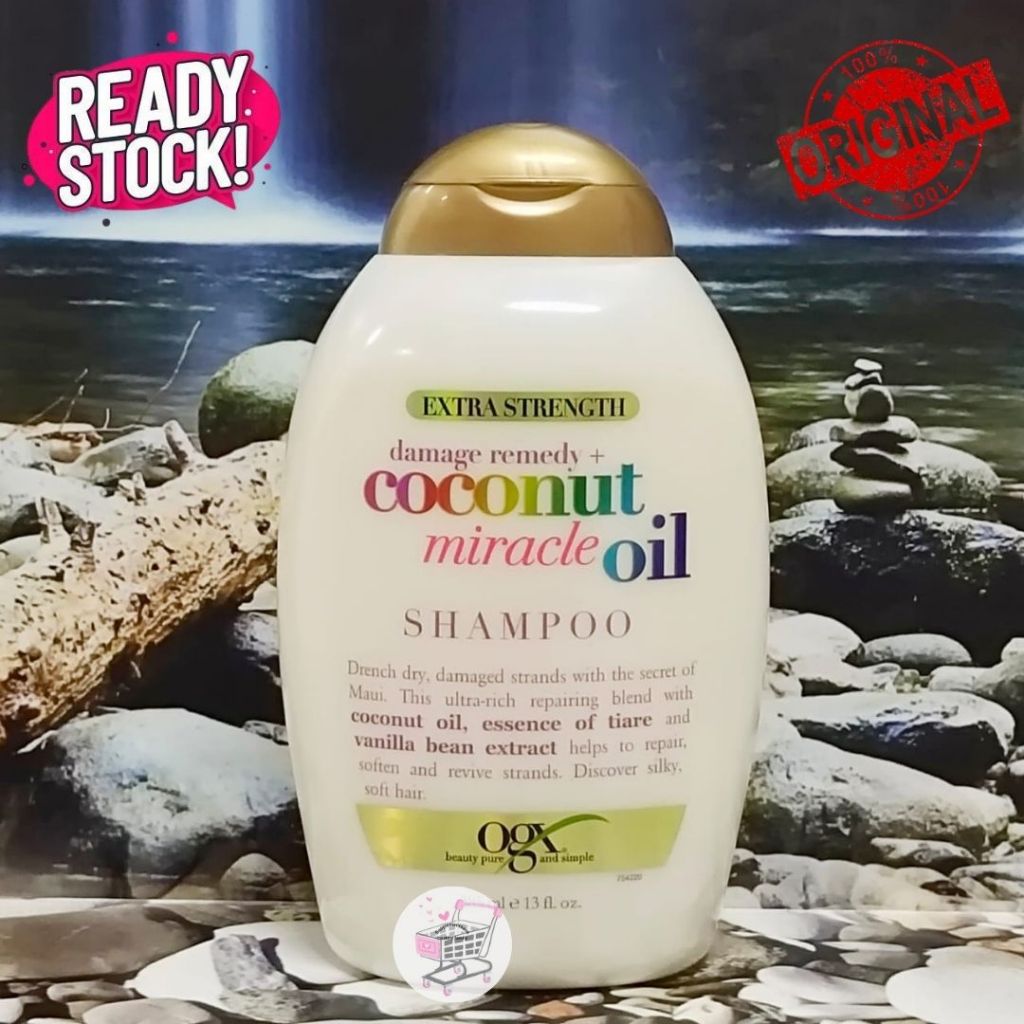 (100% ORIGINAL) OGX - Extra Strength damage remedy + Coconut Miracle Oil Shampoo (385 ml)